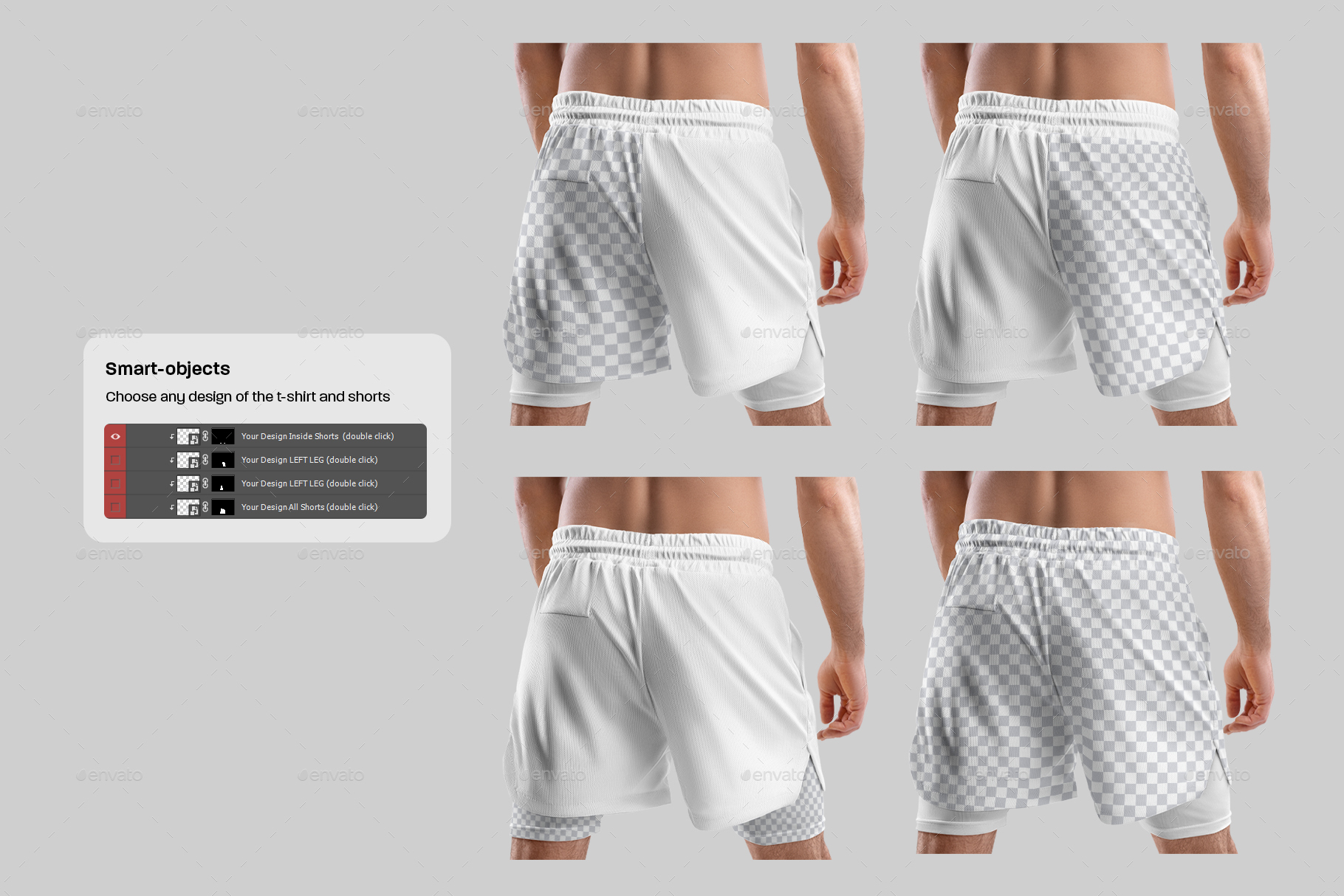7 Men's Mockups Shorts with Compression Liner by Oleg_Design GraphicRiver